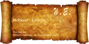 Wohner Ervin névjegykártya